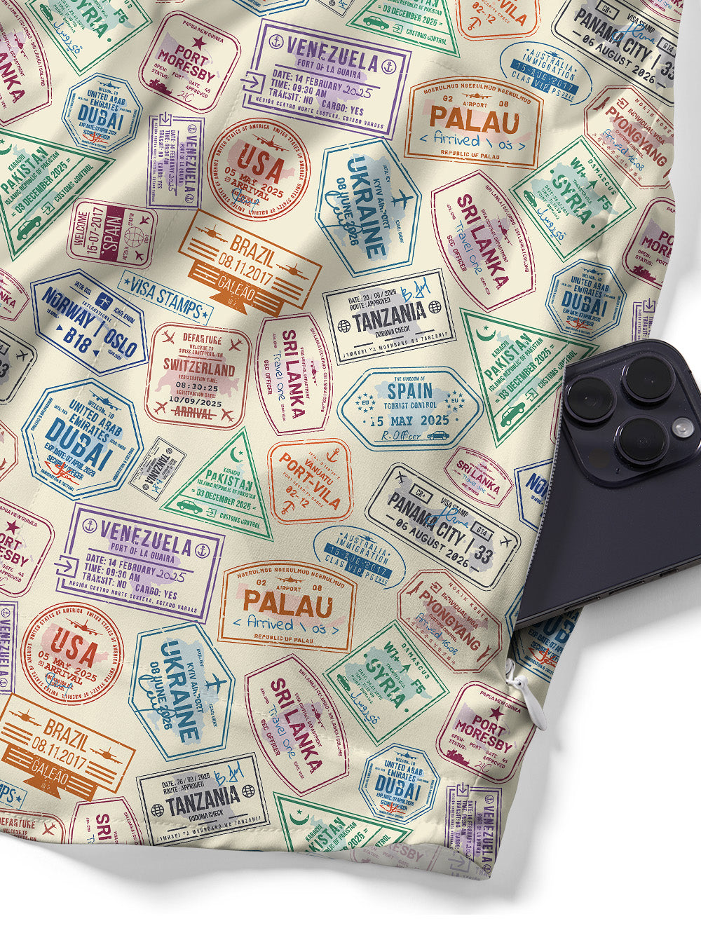 Orionride Colorful Passport Zipper Pockets Ultra Lightweight Short Sleeves Gravel Shirt