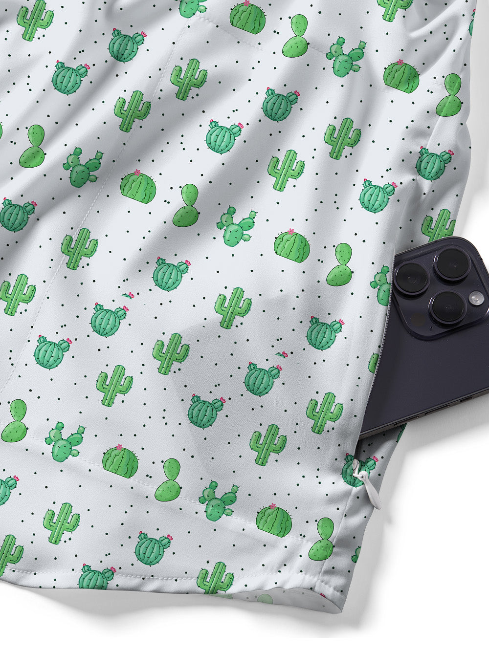 Orionride Cactus Print Zipper Pockets Ultra Lightweight Short Sleeves Gravel Shirt