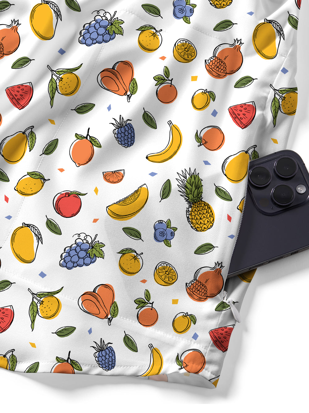 Orionride Various Fruits Zipper Pockets Ultra Lightweight Short Sleeves Gravel Shirt
