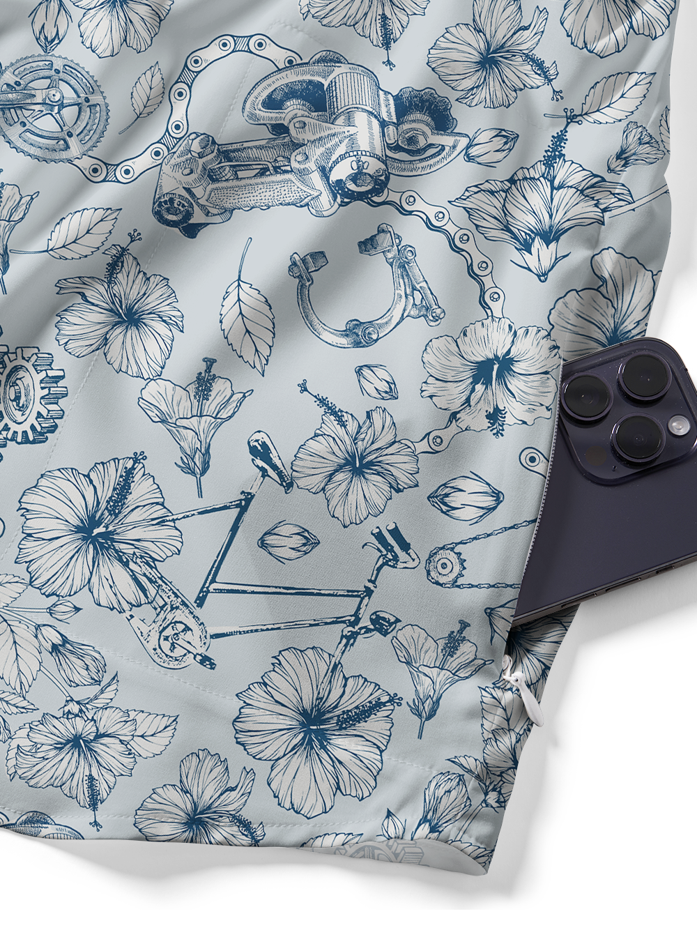 Orionride Hibiscus Gear Zipper Pockets Ultra Lightweight Short Sleeves Gravel Shirt