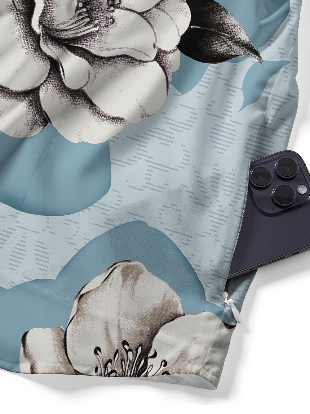 Orionride Porcelain Bloom Zipper Pockets Ultra Lightweight Short Sleeves Gravel Shirt