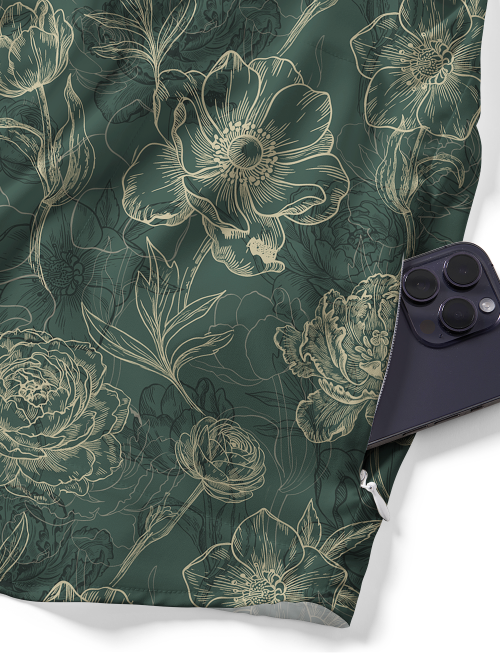 Orionride Botanical Sketch Zipper Pockets Ultra Lightweight Short Sleeves Gravel Shirt