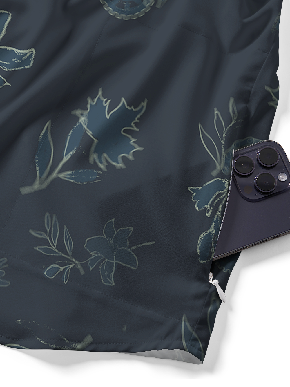 Orionride Flowers Scattered Zipper Pockets Ultra Lightweight Short Sleeves Gravel Shirt