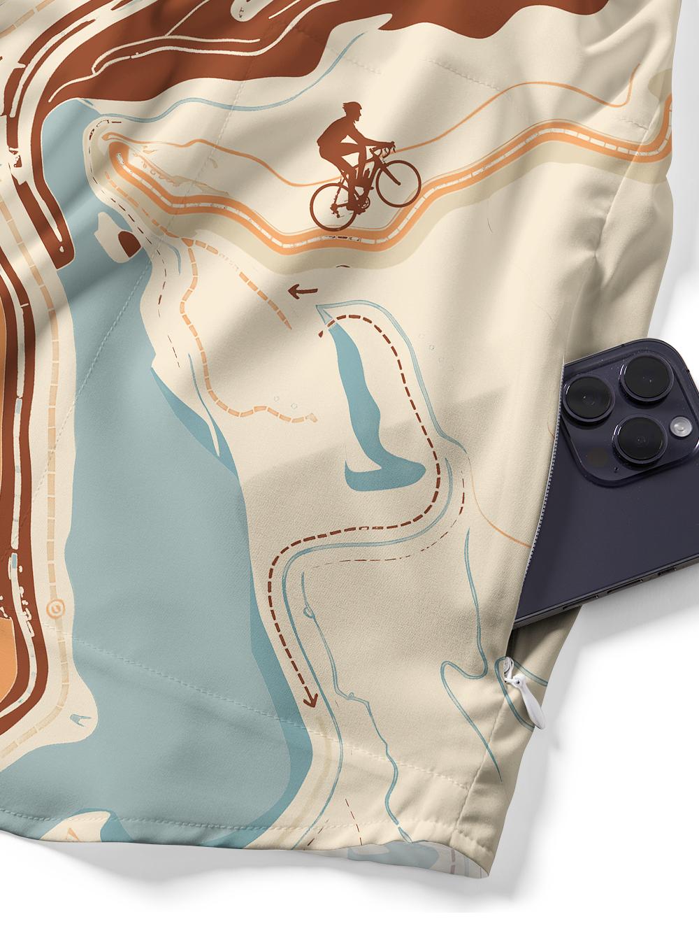 Orionride Map Ride Trail Zipper Pockets Ultra Lightweight Short Sleeves Gravel Shirt