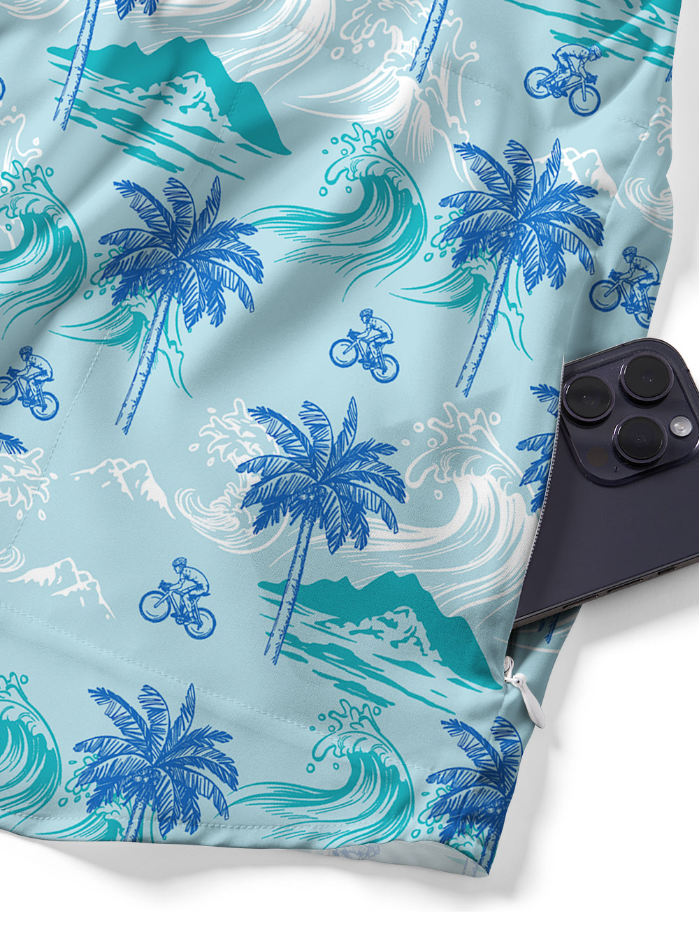 Orionride Wavy Coconut Tree Zipper Pockets Ultra Lightweight Short Sleeves Gravel Shirt