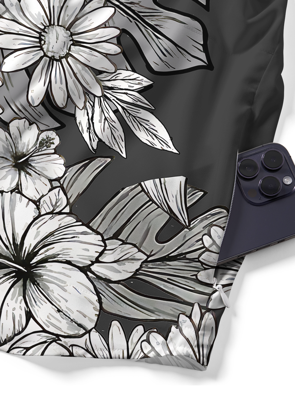 Orionride Shadow Flowers Zipper Pockets Ultra Lightweight Short Sleeves Gravel Shirt