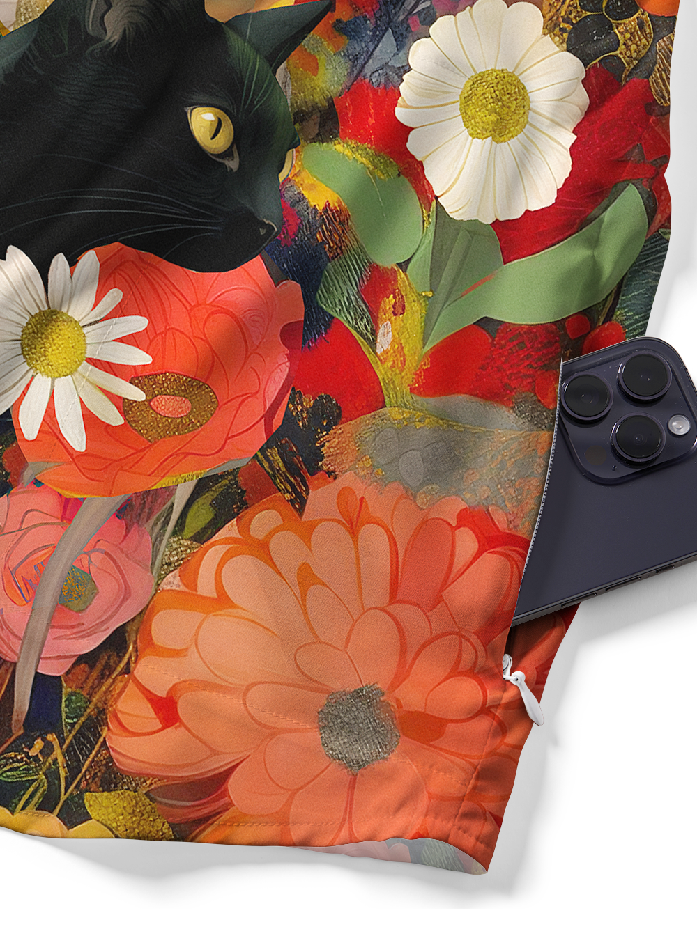 Orionride Cat In The Flower Bushes Zipper Pockets Ultra Lightweight Short Sleeves Gravel Shirt