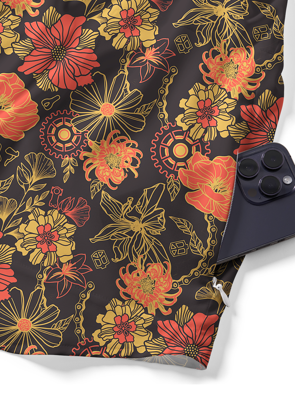 Orionride Vibrant Gear-Shaped Flowers Zipper Pockets Ultra Lightweight Short Sleeves Gravel Shirt