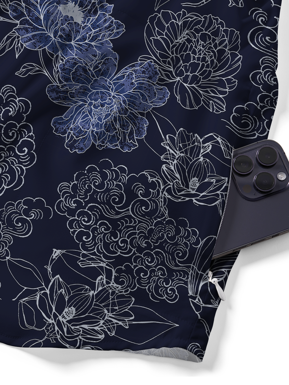 Orionride Auspicious Clouds And Flowers Zipper Pockets Ultra Lightweight Short Sleeves Gravel Shirt
