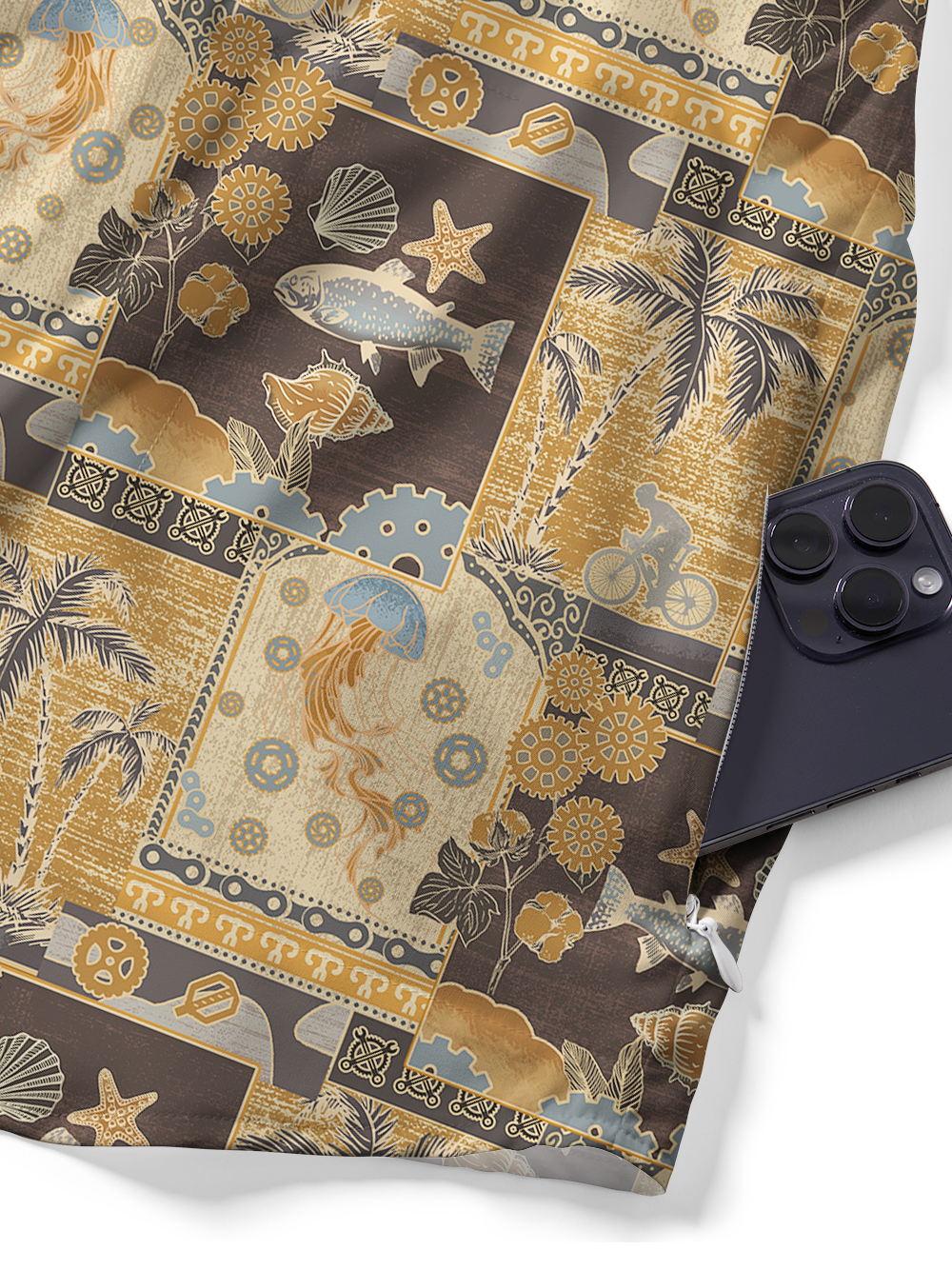 Orionride Ocean Mural Zipper Pockets Ultra Lightweight Short Sleeves Gravel Shirt