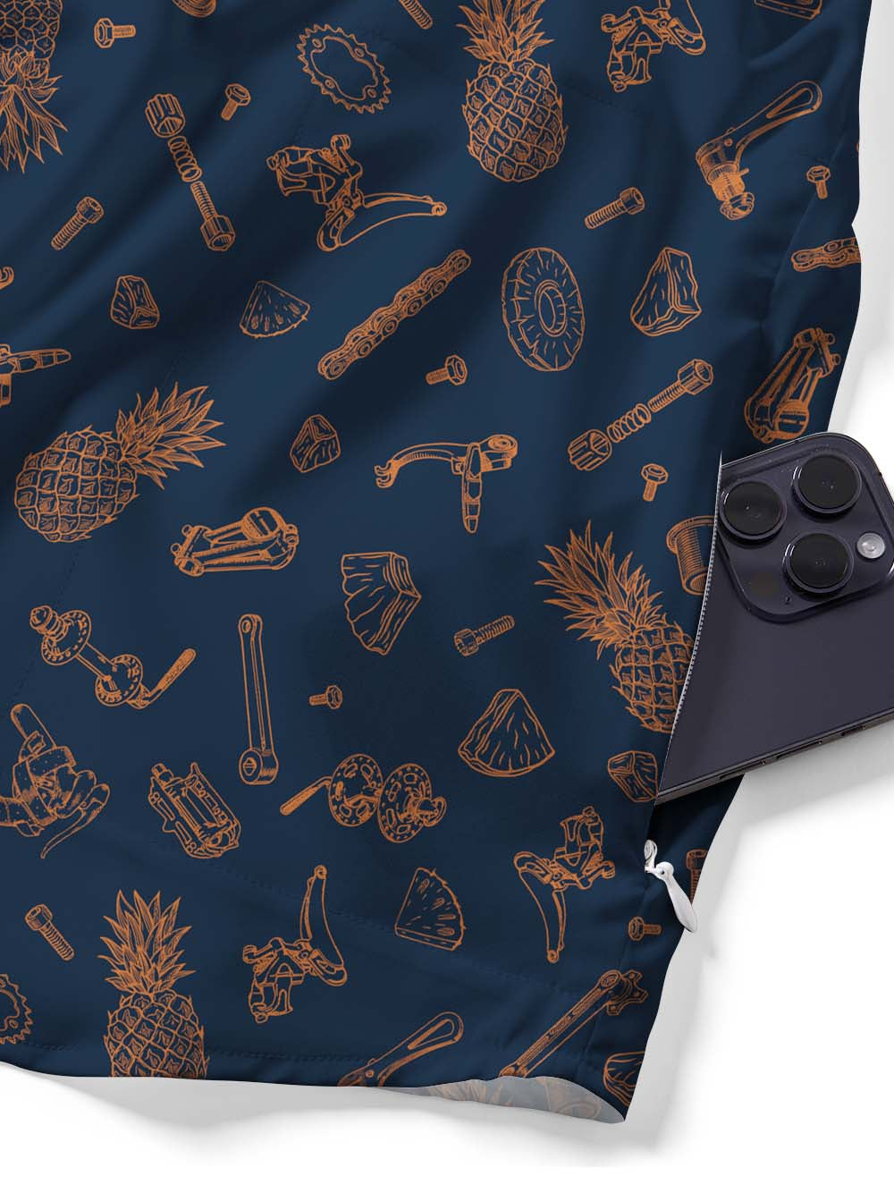 Orionride Pineapple Parts Zipper Pockets Ultra Lightweight Short Sleeves Gravel Shirt