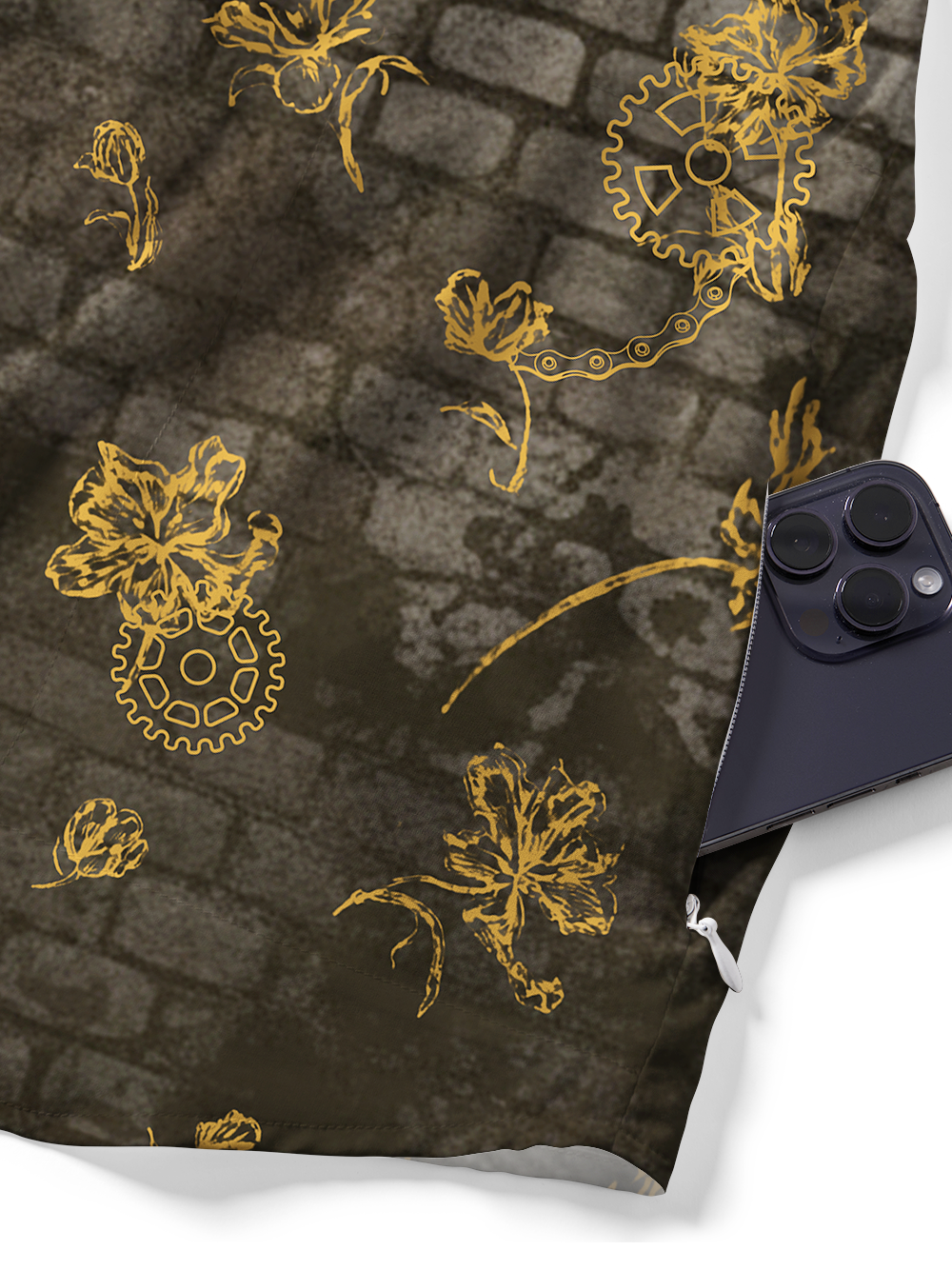 Orionride Brick Wall Flowers Zipper Pockets Ultra Lightweight Short Sleeves Gravel Shirt