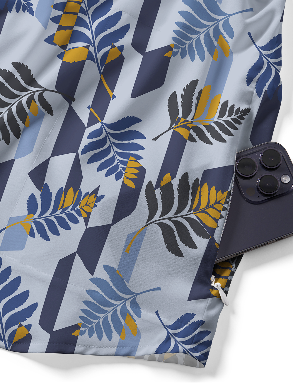 Orionride Geometric Fern Pattern Zipper Pockets Ultra Lightweight Short Sleeves Gravel Shirt