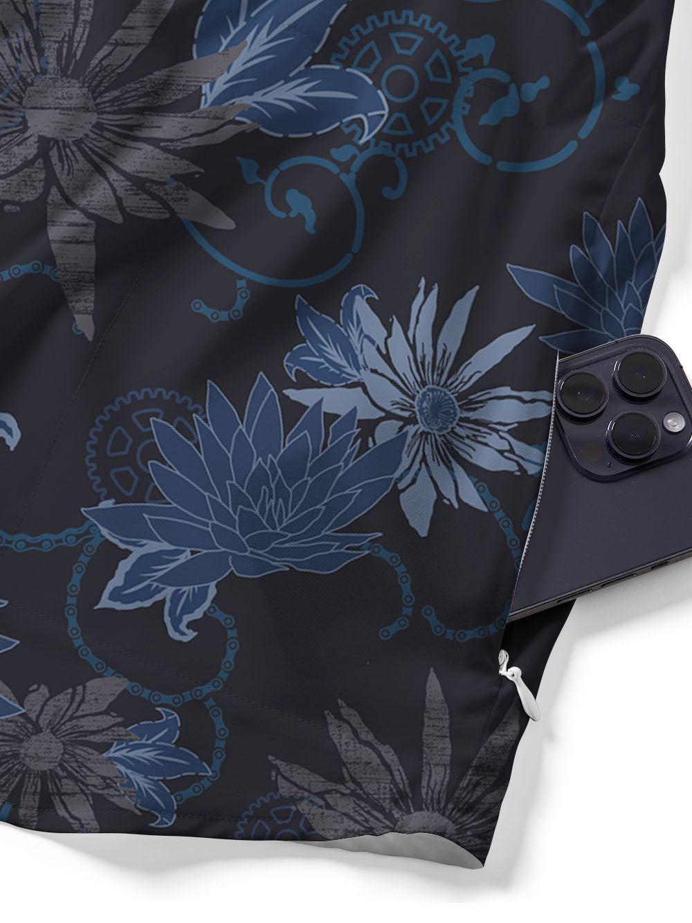 Orionride Dark Flowers Zipper Pockets Ultra Lightweight Short Sleeves Gravel Shirt