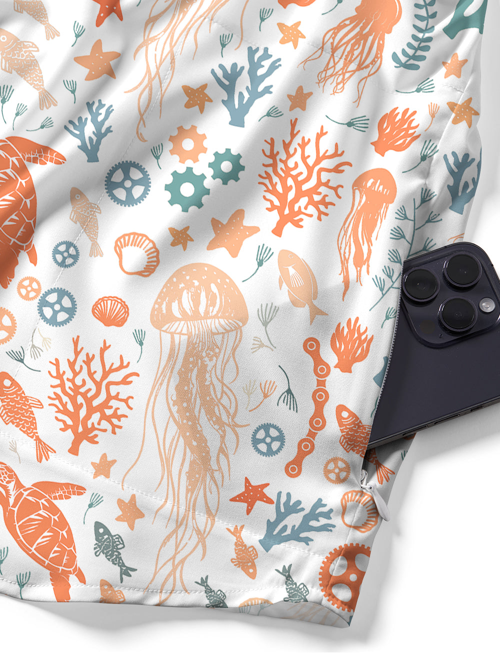 Orionride Ocean Paradise Zipper Pockets Ultra Lightweight Short Sleeves Gravel Shirt