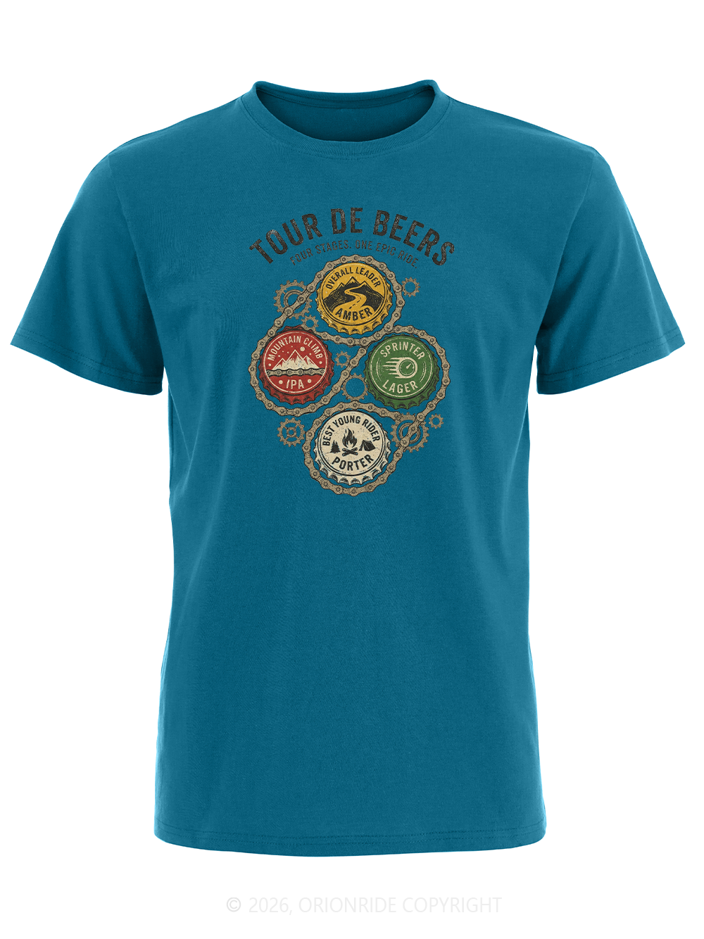 Orionride Colorful Beer Caps Short Sleeves Bike T-Shirt