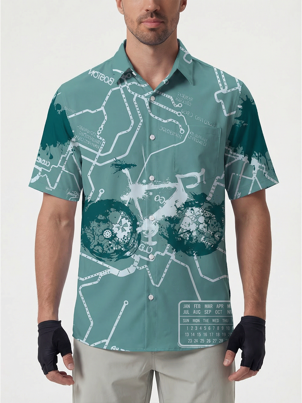 Orionride Green Trail Zipper Pockets Ultra Lightweight Short Sleeves Gravel Shirt