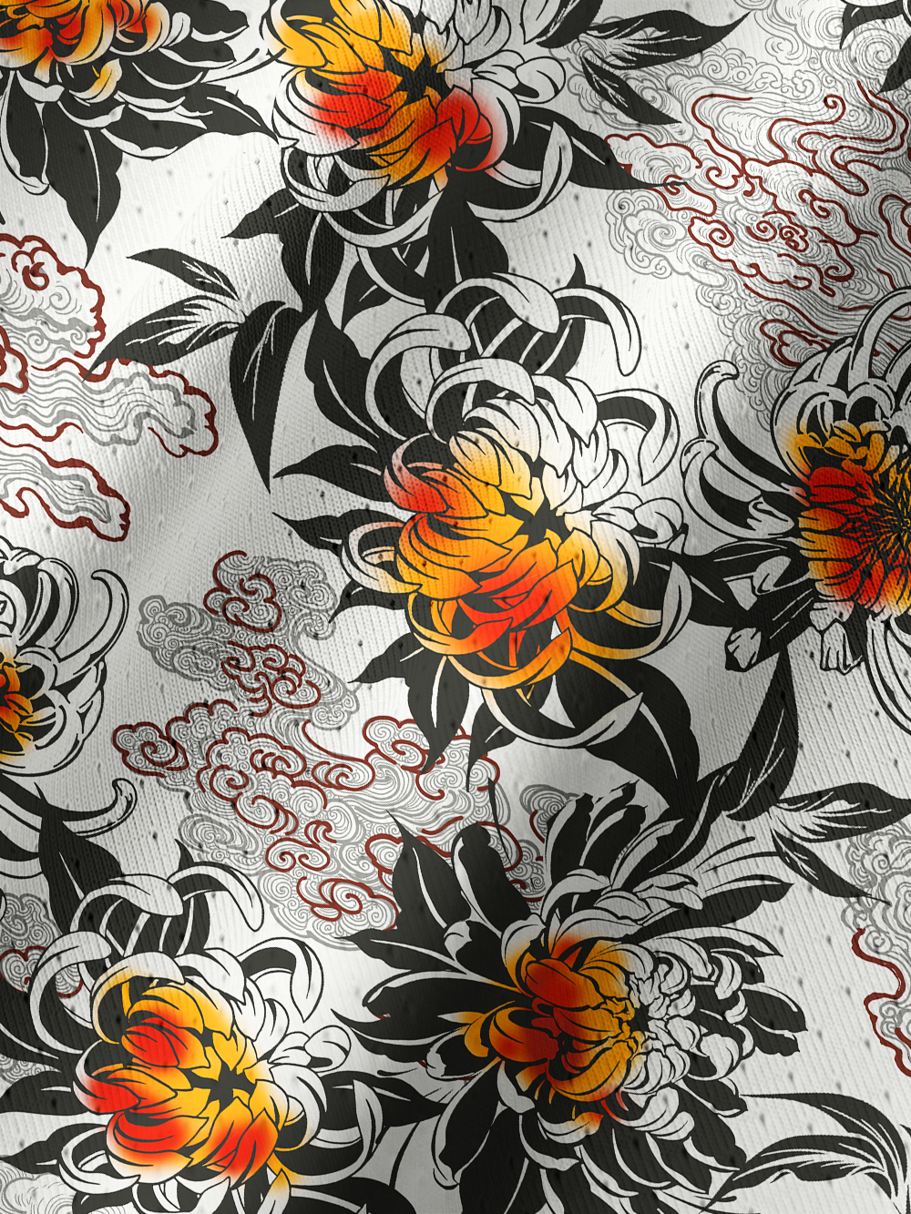 Orionride Chrysanthemums In Full Bloom Men's Stretchy Breathable Long Sleeve Gravel Shirt