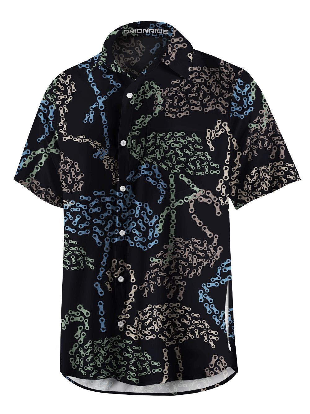 Orionride Chain Flamingos Zipper Pockets Ultra Lightweight Short Sleeves Gravel Shirt