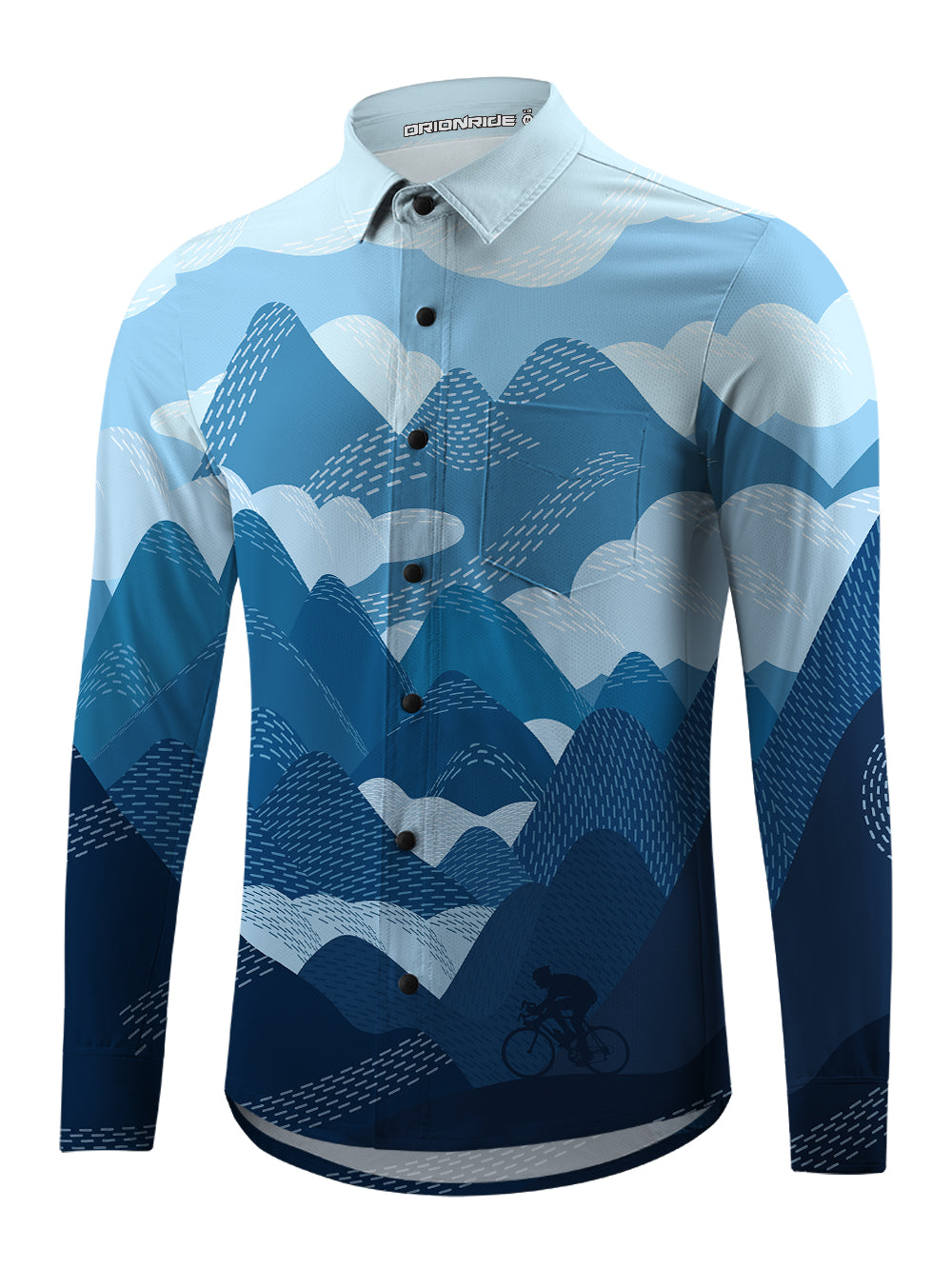 Orionride Wheel Mark Men's Stretchy Breathable Long Sleeve Gravel Shirt