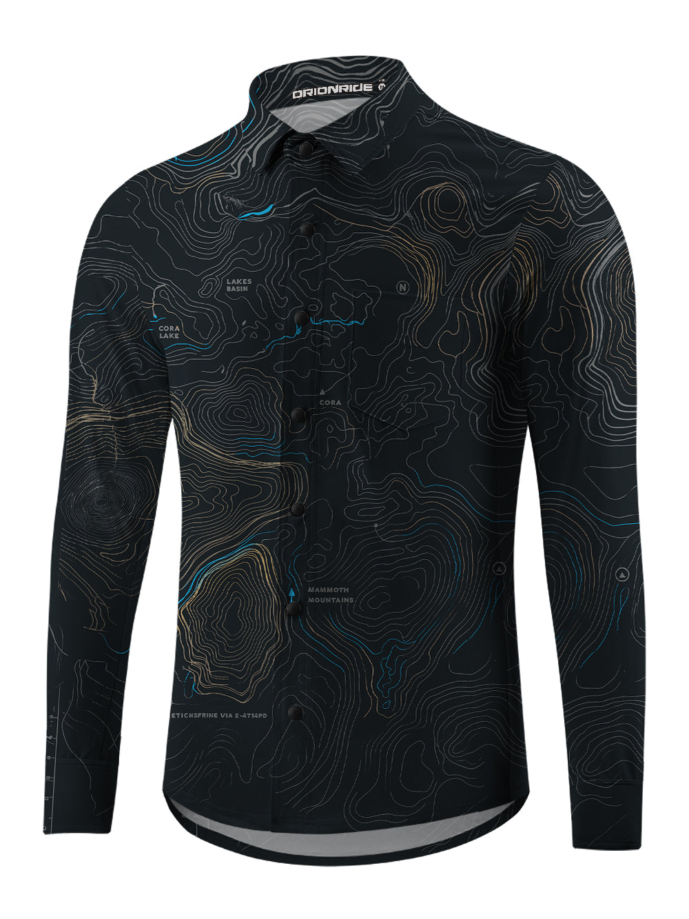 Orionride Panoramic Map Men's Stretchy Breathable Long Sleeve Gravel Shirt