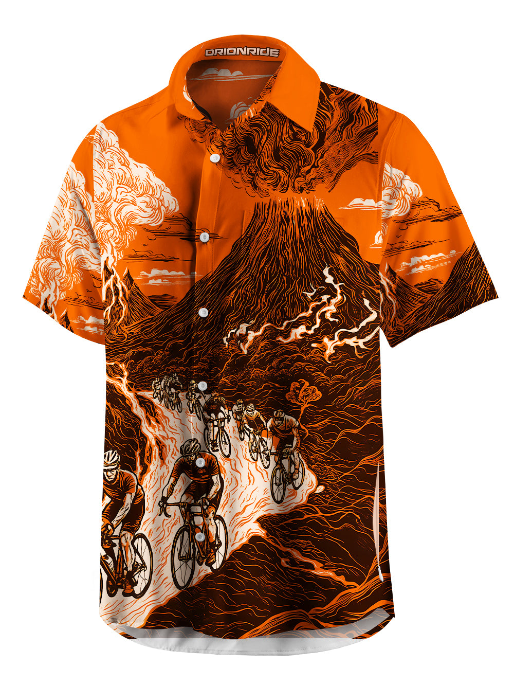 Orionride Volcanic Eruption Zipper Pockets Ultra Lightweight Short Sleeves Gravel Shirt