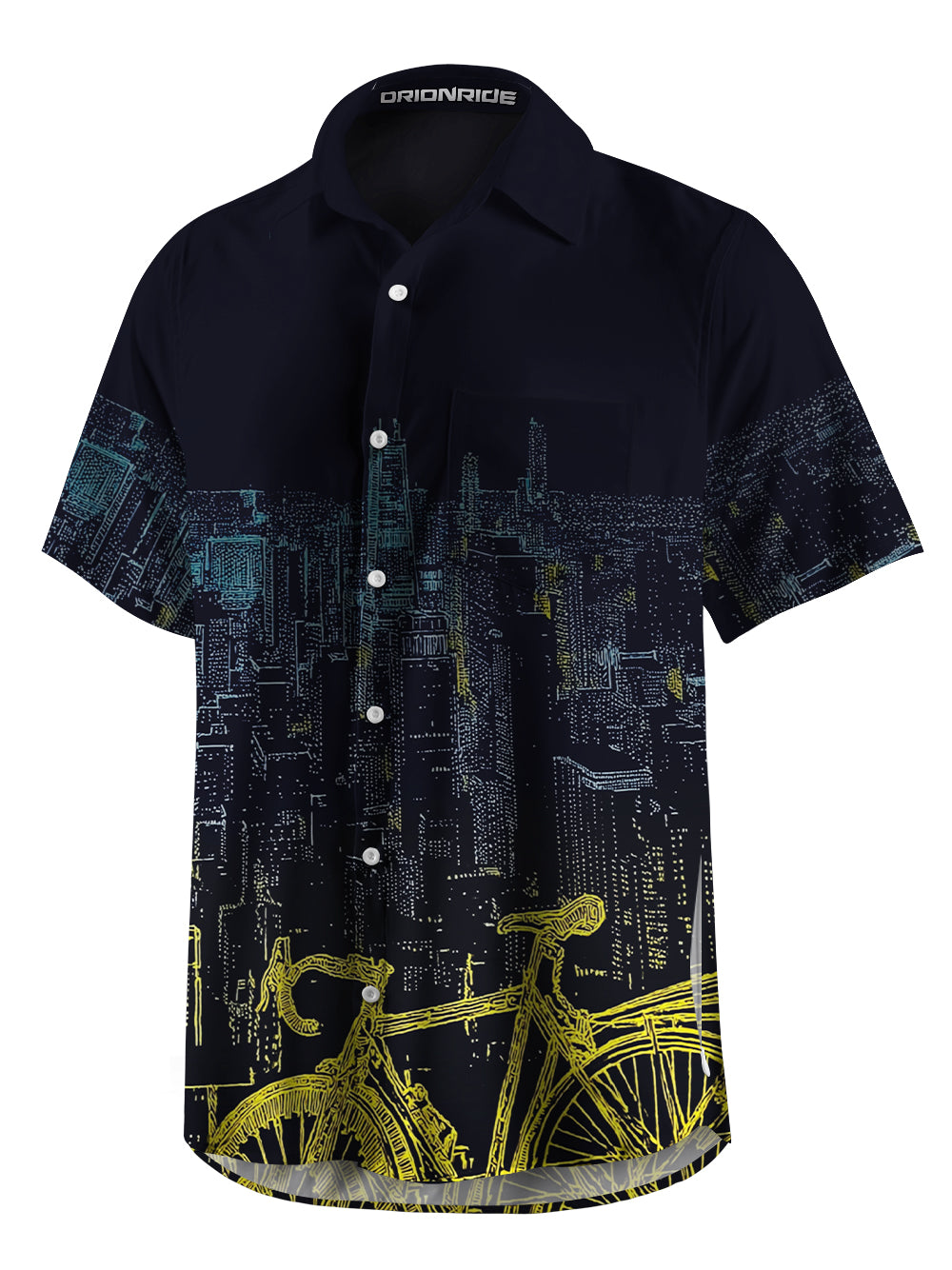 Orionride City Night View Zipper Pockets Ultra Lightweight Short Sleeves Gravel Shirt