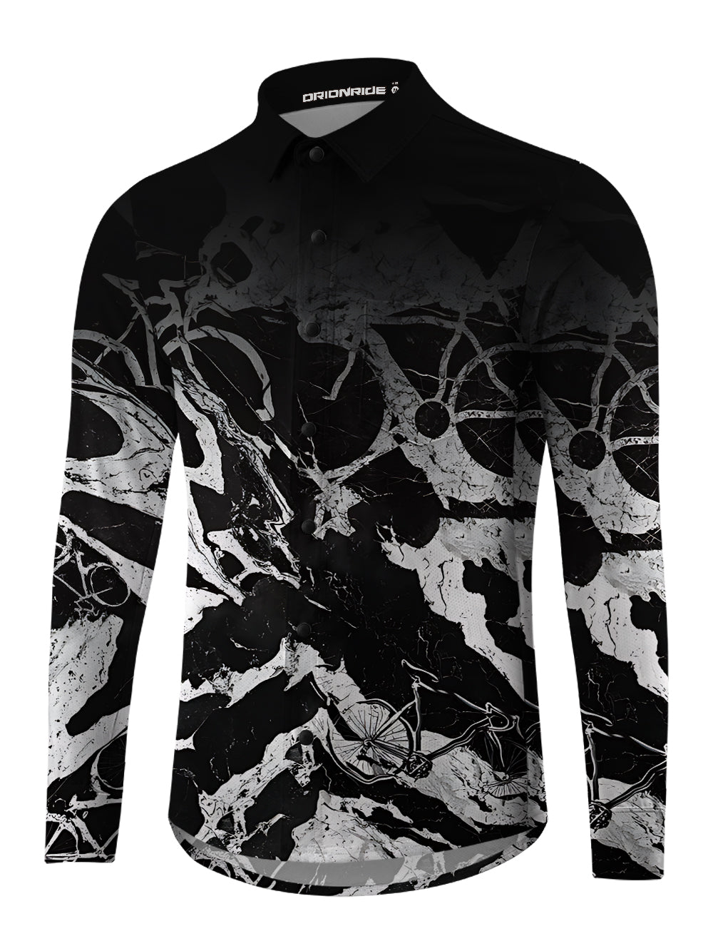 Orionride Abstract Bicycle Men's Stretchy Breathable Long Sleeve Gravel Shirt