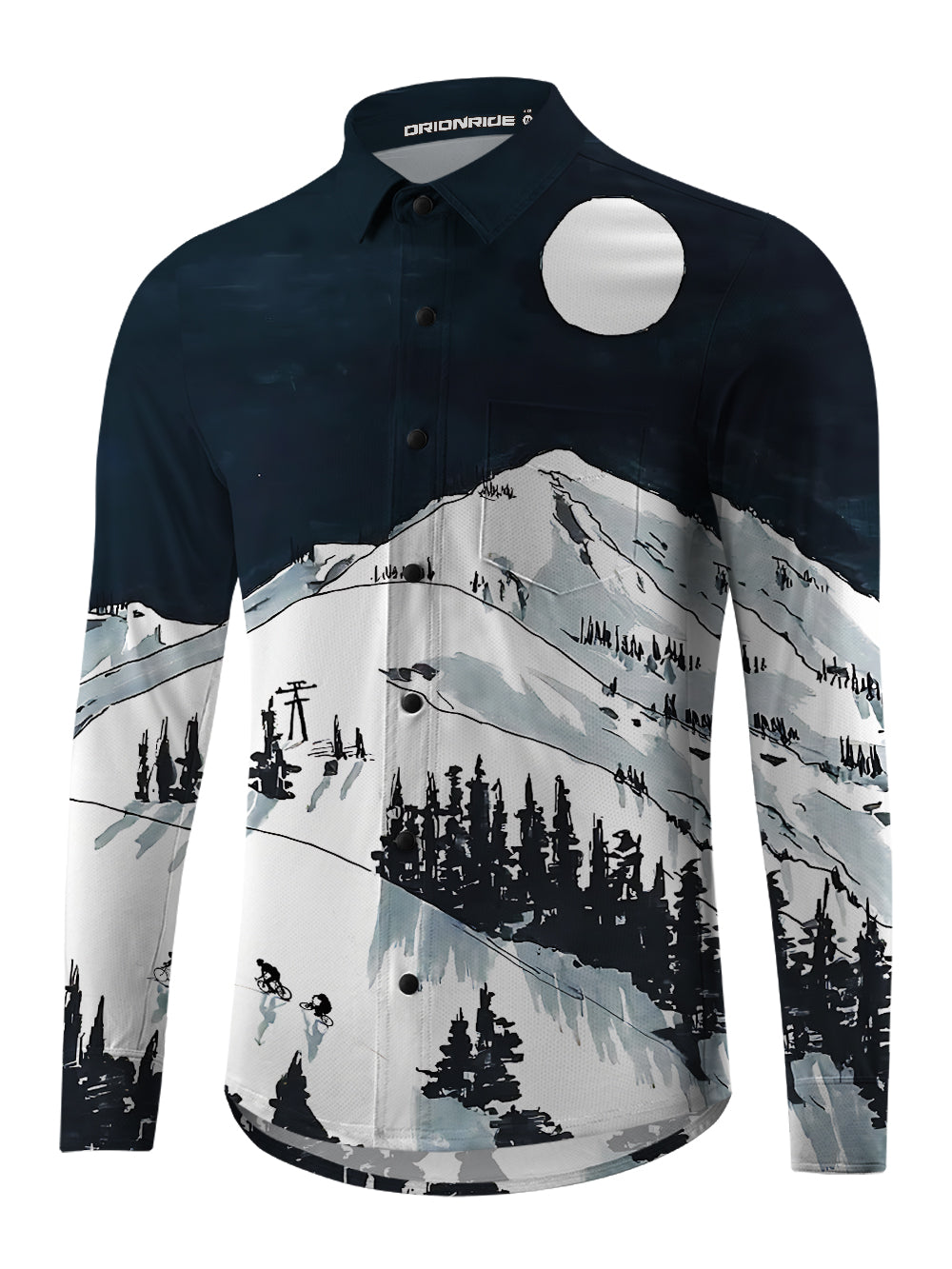 Orionride Snow Mountain Men's Stretchy Breathable Long Sleeve Gravel Shirt
