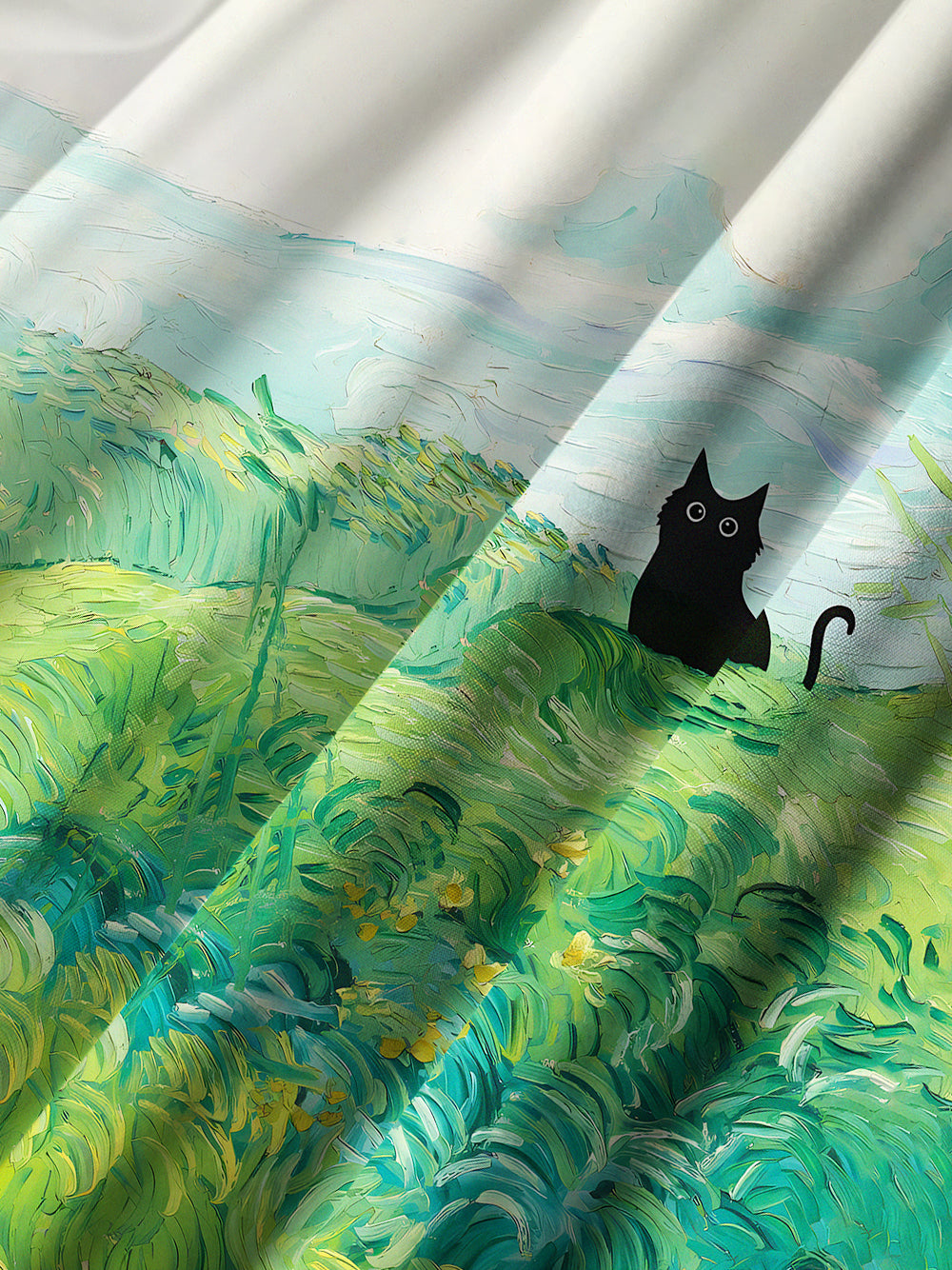 Orionride Short Sleeves Oil Painting Black Cat Ultra Lightweight Hawaiian shirt