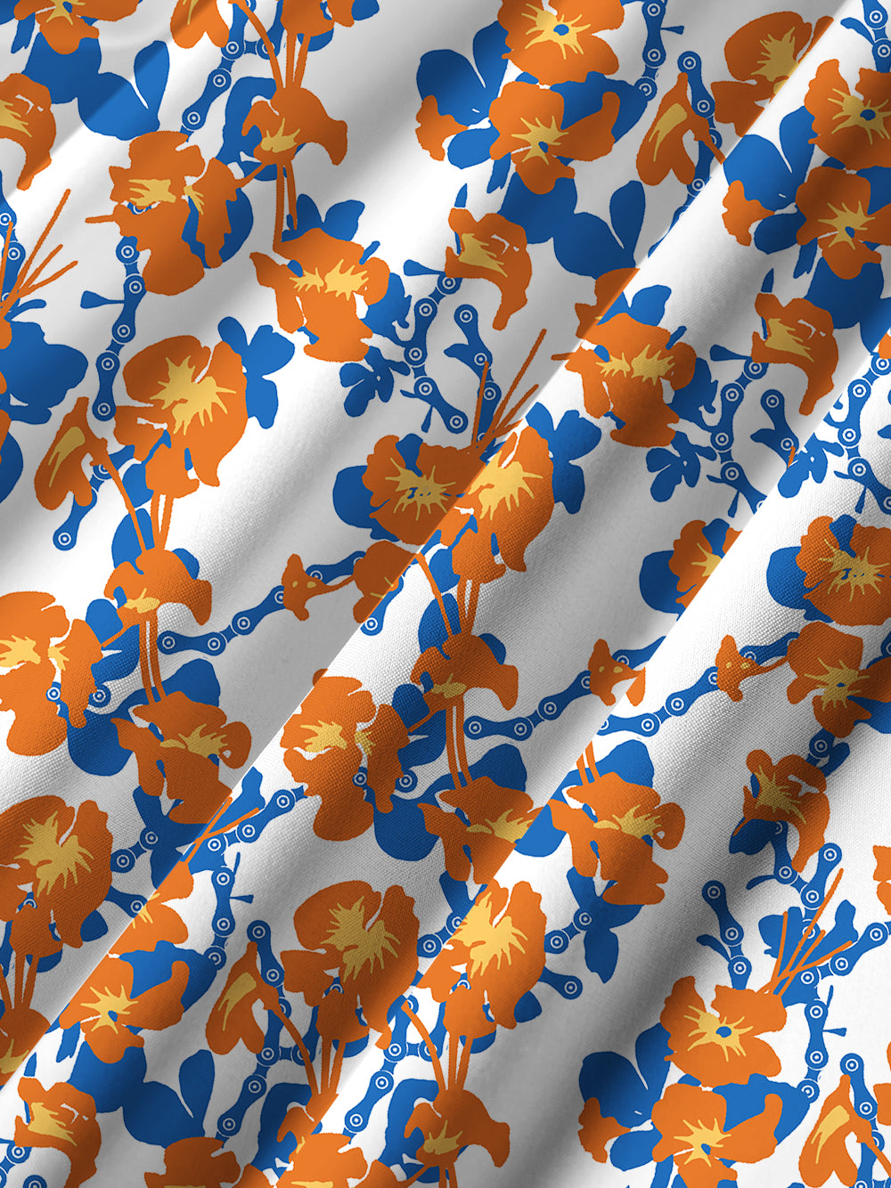 Orionride Unique Floral Chain Zipper Pockets Ultra Lightweight Short Sleeves Gravel Shirt