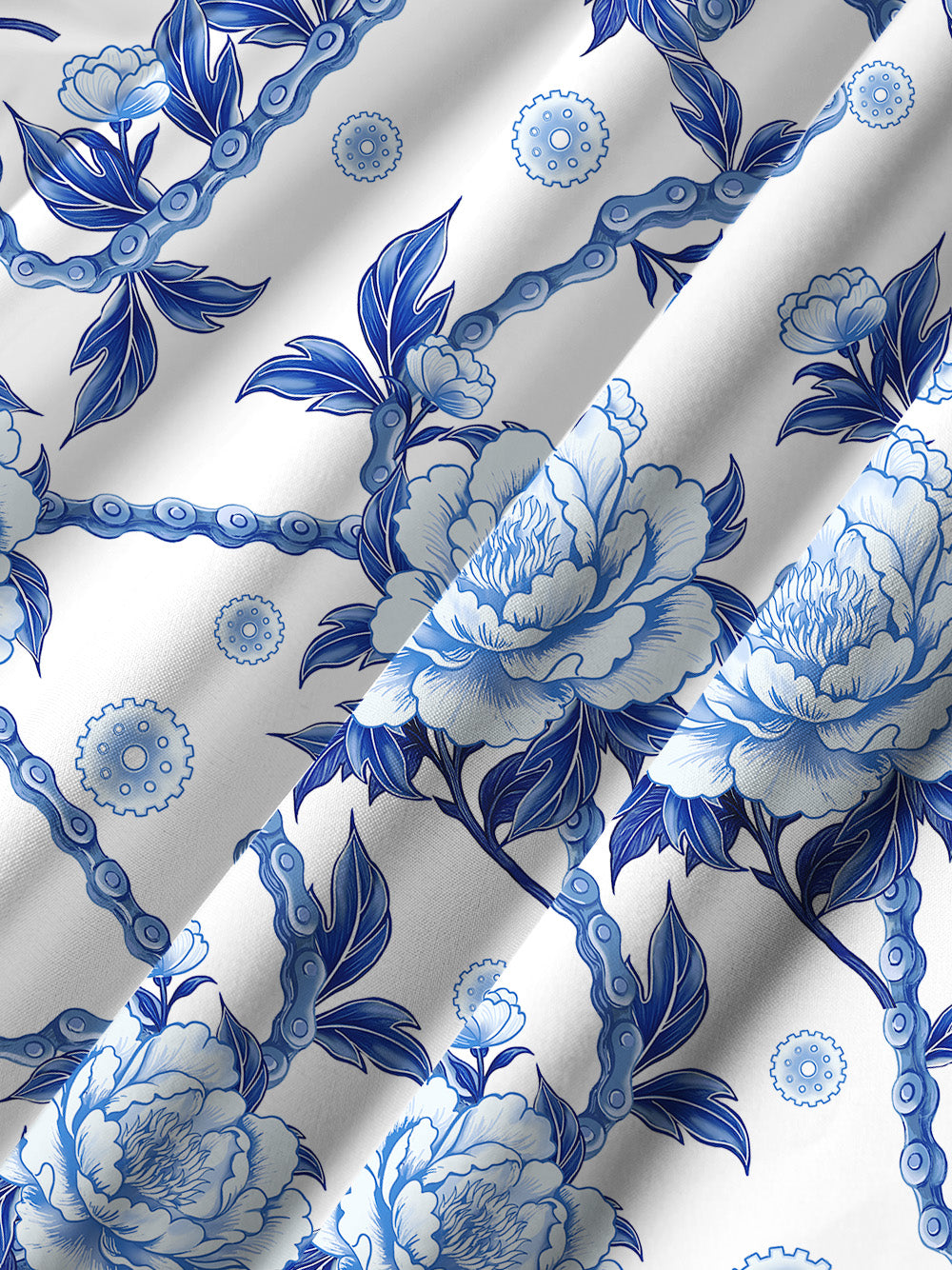 Orionride Blooming Blue Flowers Zipper Pockets Ultra Lightweight Short Sleeves Gravel Shirt