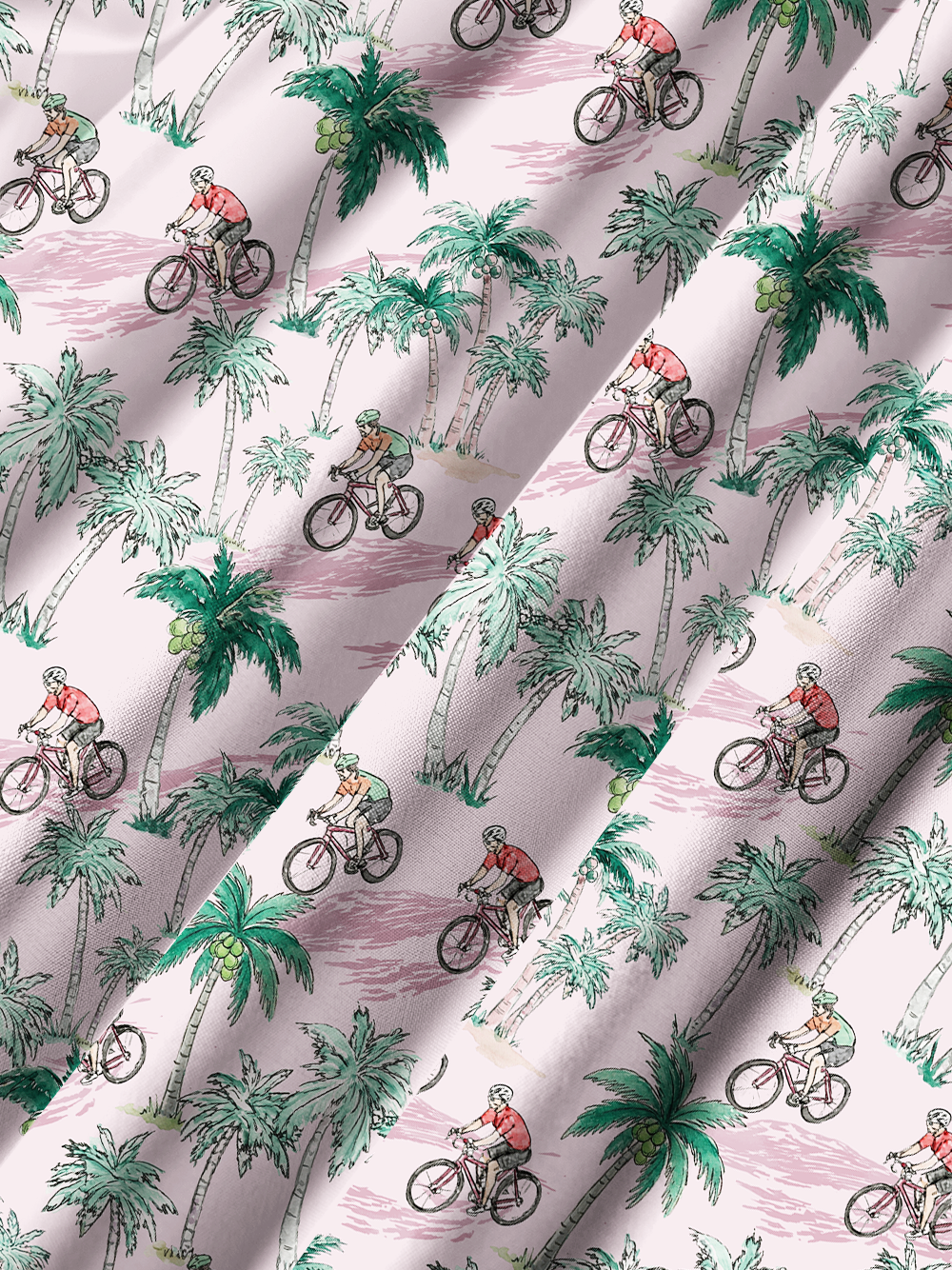 Orionride Pink Coconut Tree Zipper Pockets Ultra Lightweight Short Sleeves Gravel Shirt