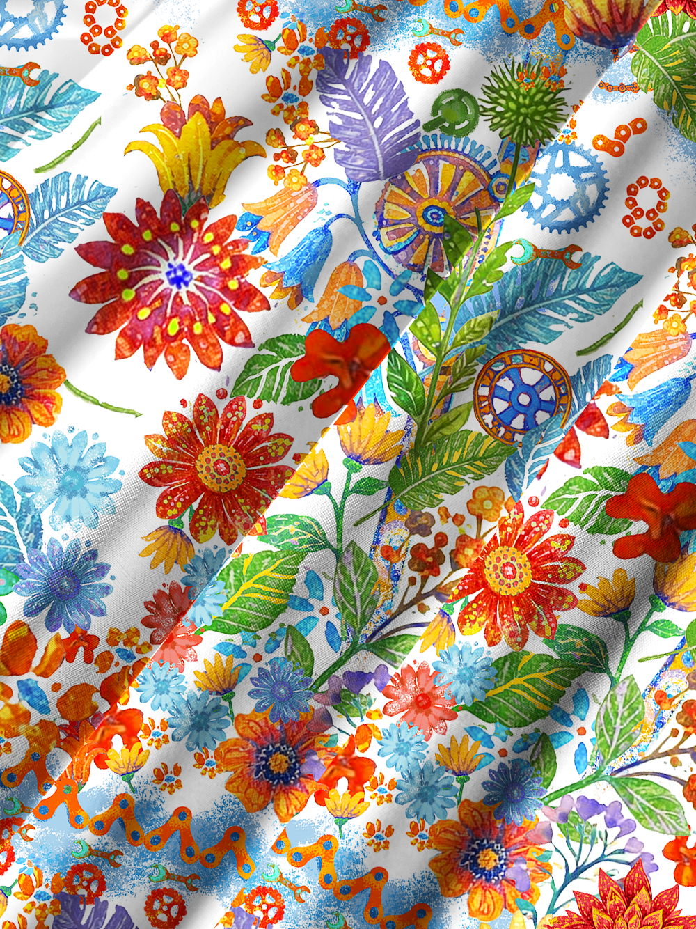 Orionride Brilliant Flower Room Zipper Pockets Ultra Lightweight Short Sleeves Gravel Shirt