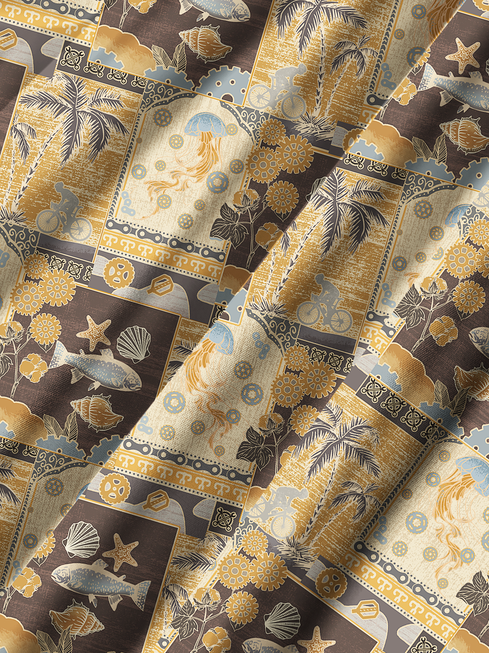 Orionride Ocean Mural Zipper Pockets Ultra Lightweight Short Sleeves Gravel Shirt