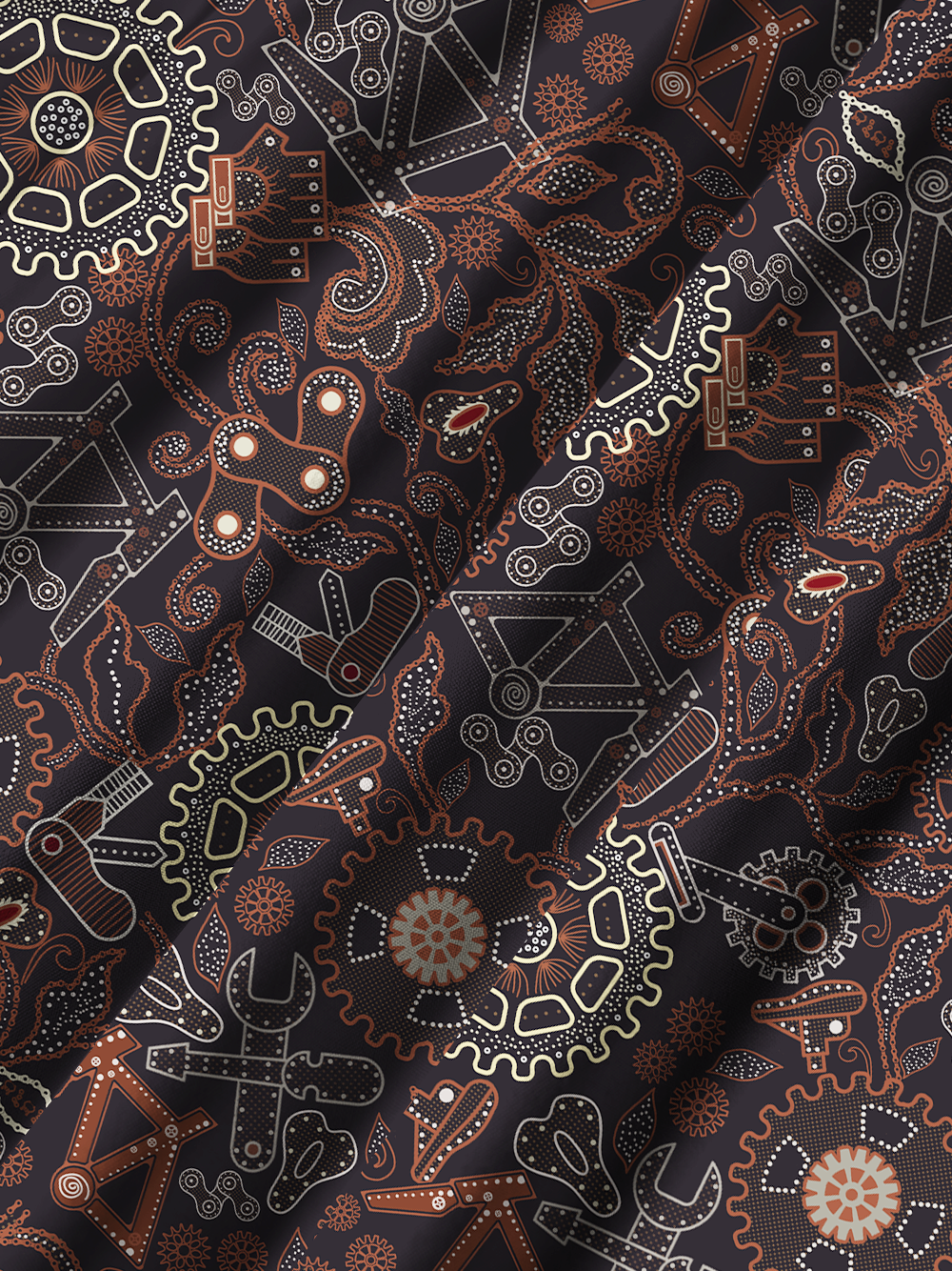 Orionride Batik Gears Zipper Pockets Ultra Lightweight Short Sleeves Gravel Shirt