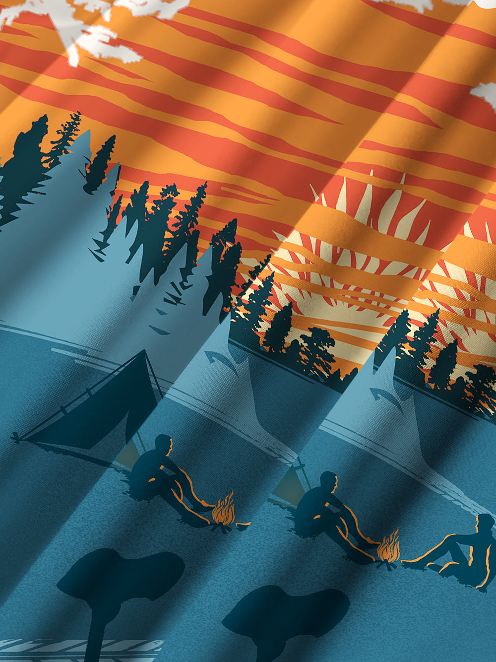 Orionride Sunset Camping Zipper Pockets Ultra Lightweight Short Sleeves Gravel Shirt