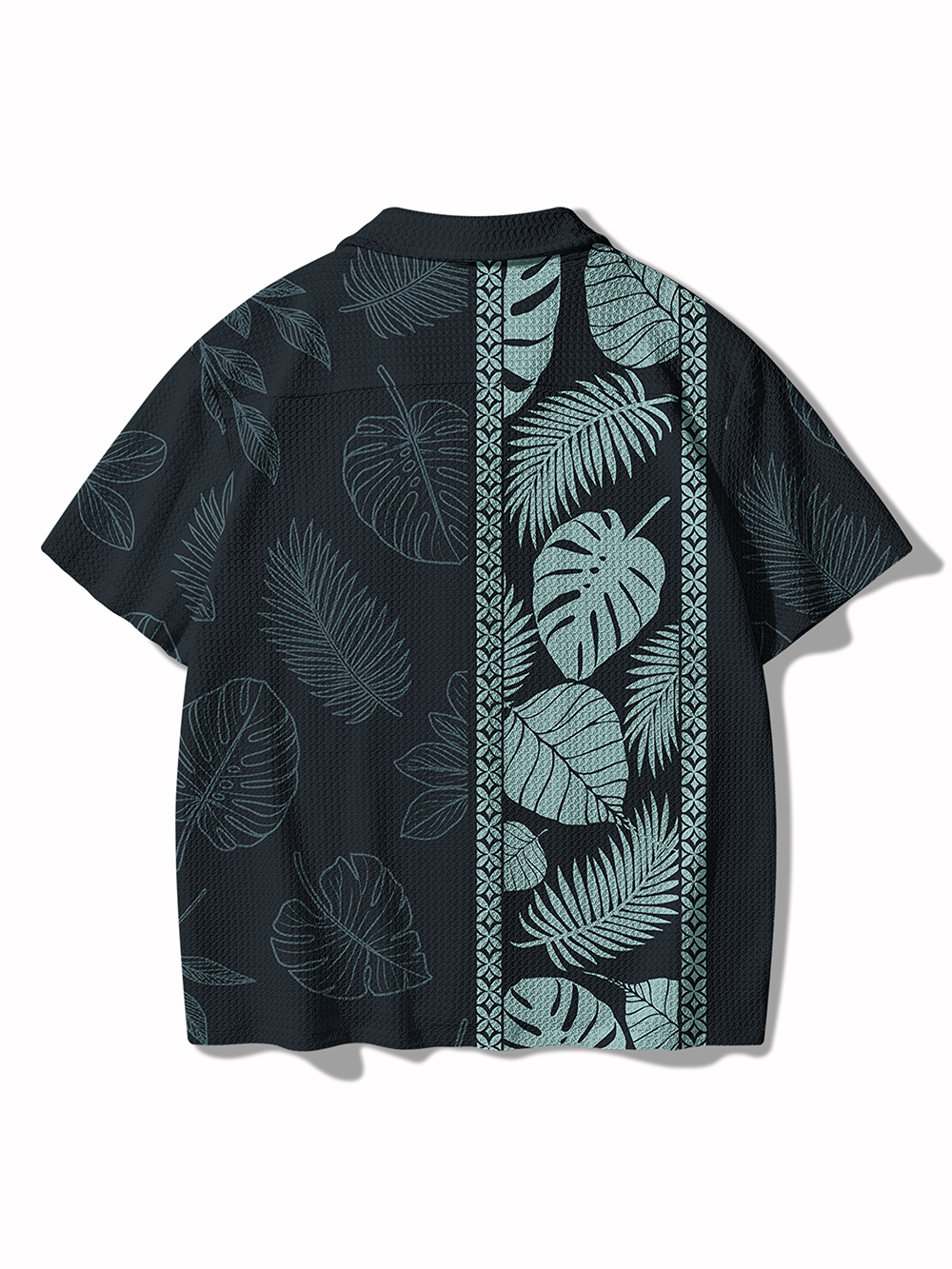 Orionride Striped Monstera Deliciosa Men's Camp Collar Knitted Shirt