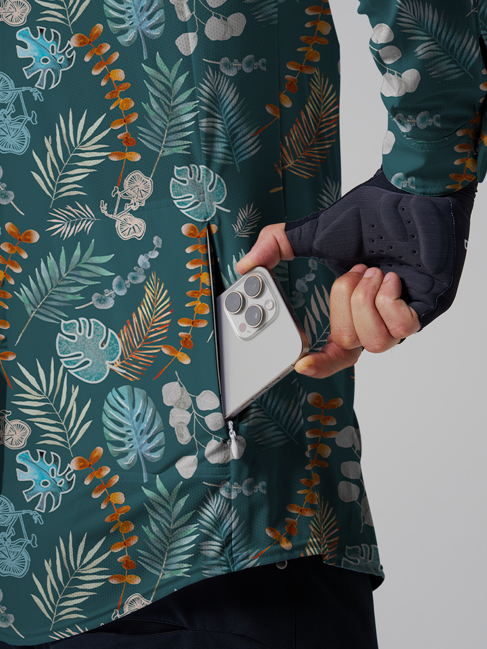 Orionride Hawaiian Monstera Men's Stretchy Breathable Long Sleeve Gravel Shirt