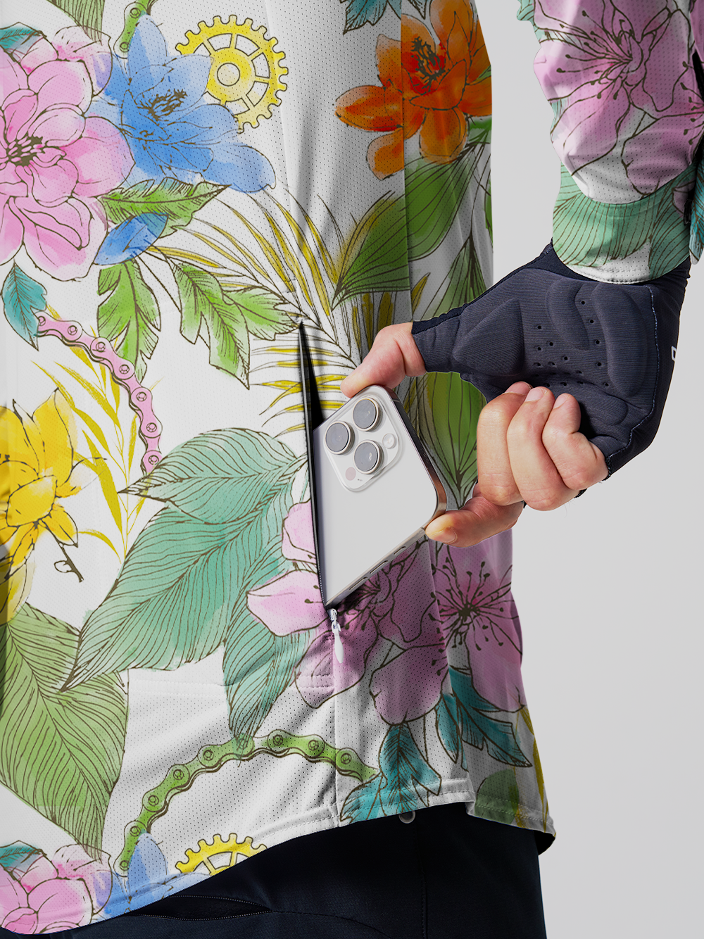 Orionride Ink And Wash Flower Men's Stretchy Breathable Long Sleeve Gravel Shirt