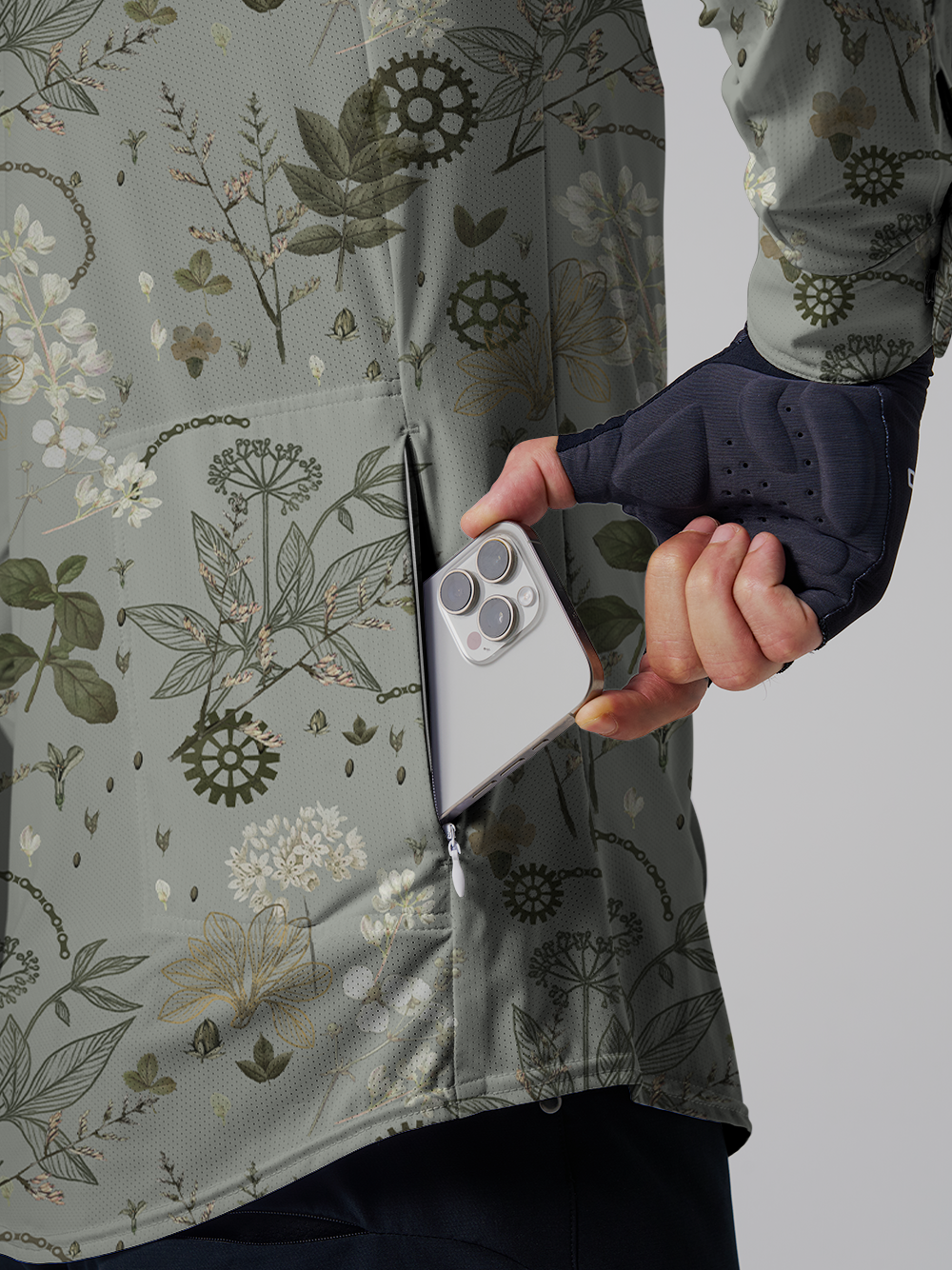 Orionride Withered Leaves Men's Stretchy Breathable Long Sleeve Gravel Shirt