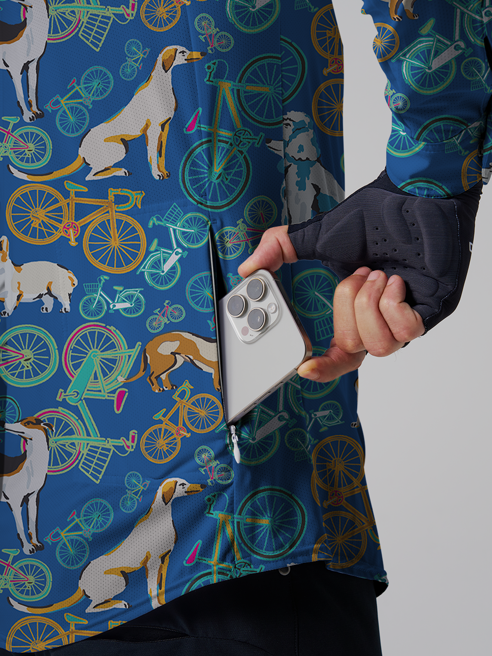 Orionride Pup Ride Men's Stretchy Breathable Long Sleeve Gravel Shirt