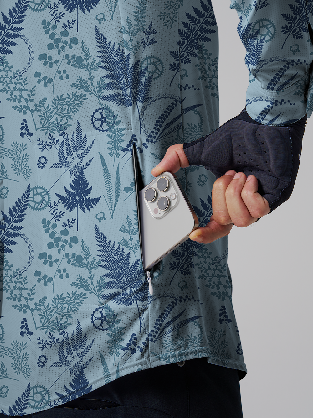 Orionride Chain Leaves Men's Stretchy Breathable Long Sleeve Gravel Shirt