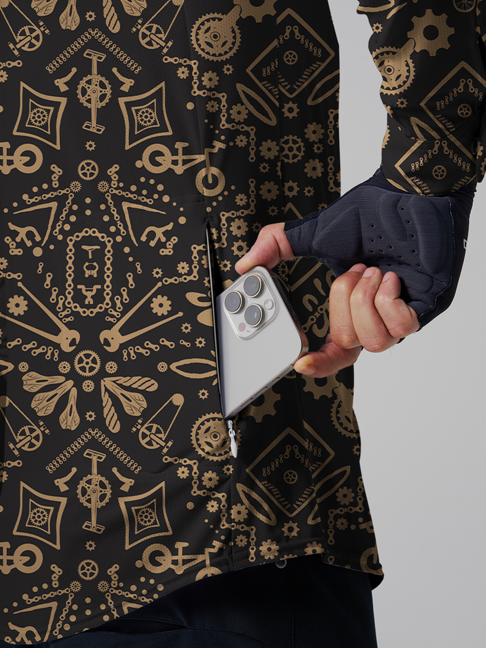 Orionride Golden Parts Men's Stretchy Breathable Long Sleeve Gravel Shirt