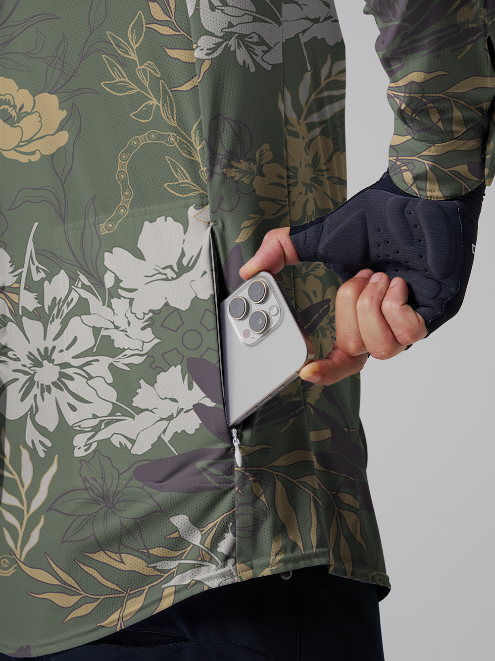 Orionride Lotus In Bloom Men's Stretchy Breathable Long Sleeve Gravel Shirt