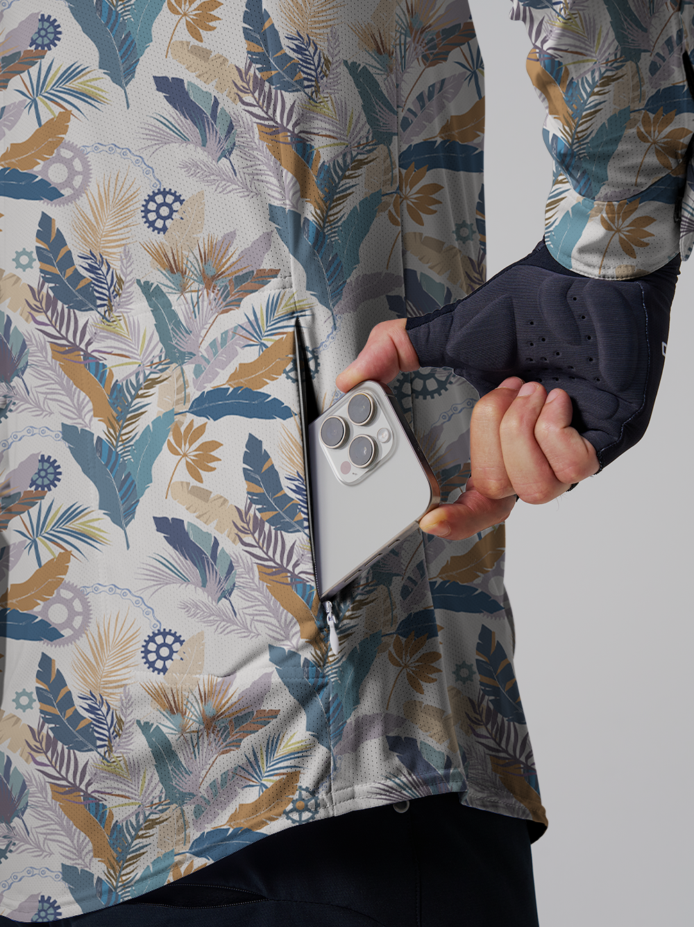 Orionride Autumn Leaves Men's Stretchy Breathable Long Sleeve Gravel Shirt