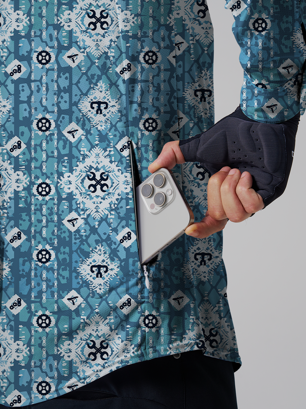 Orionride Wheel Tracks Men's Stretchy Breathable Long Sleeve Gravel Shirt