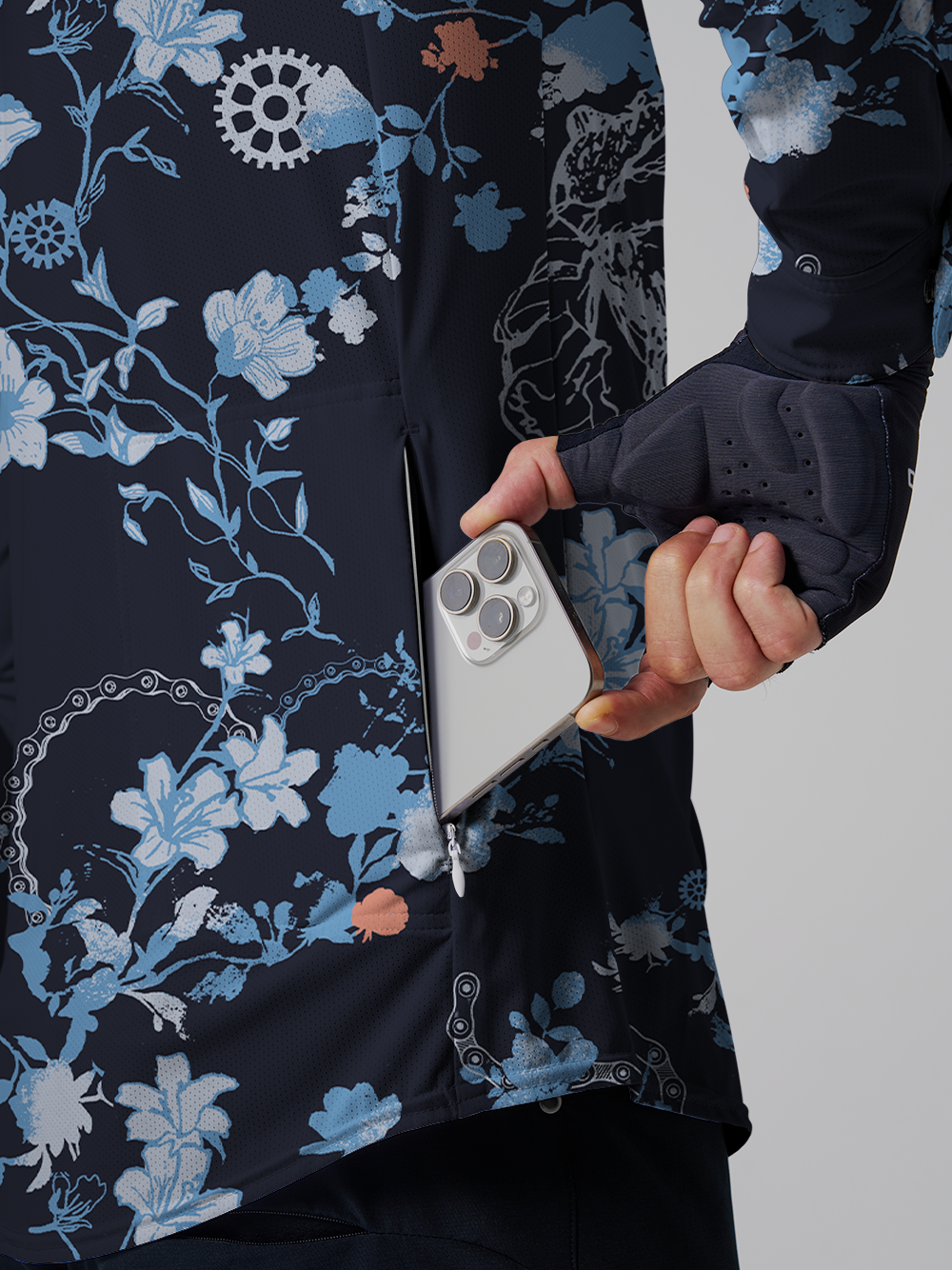 Orionride Flower World Men's Stretchy Breathable Long Sleeve Gravel Shirt