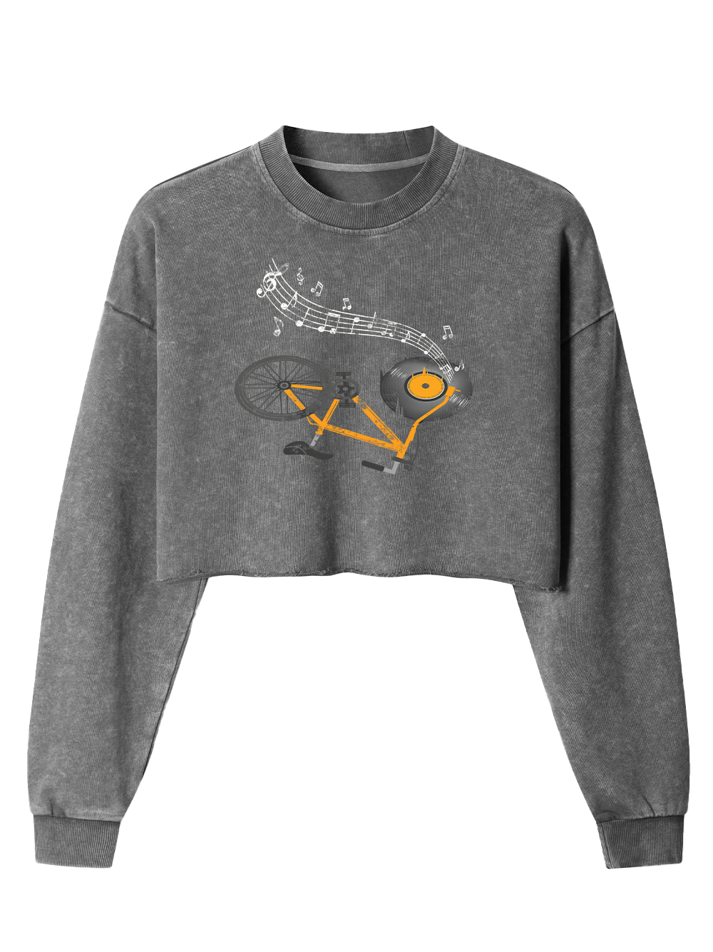 Orionride Record Bicycle Women's Washed Crop Sweatshirt