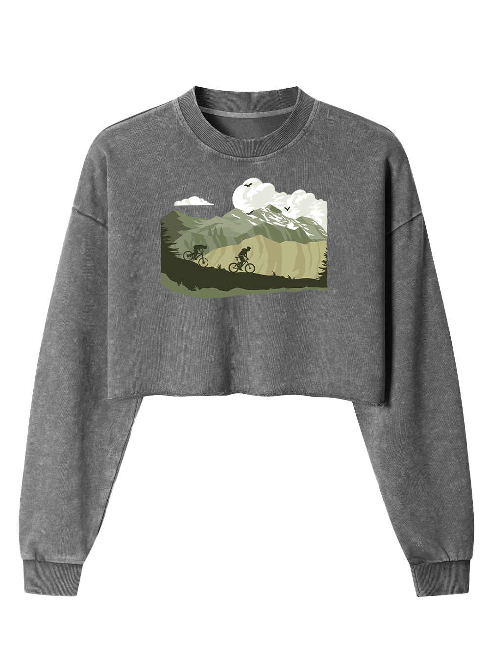 Orionride Mountain Racing Women's Washed Crop Sweatshirt
